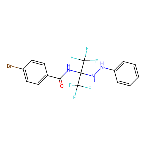 4-bromo-N-[1,1,1,3,3,3-hexafluoro-2-(2-phenylhydrazinyl)propan-2-yl]benzamide structure