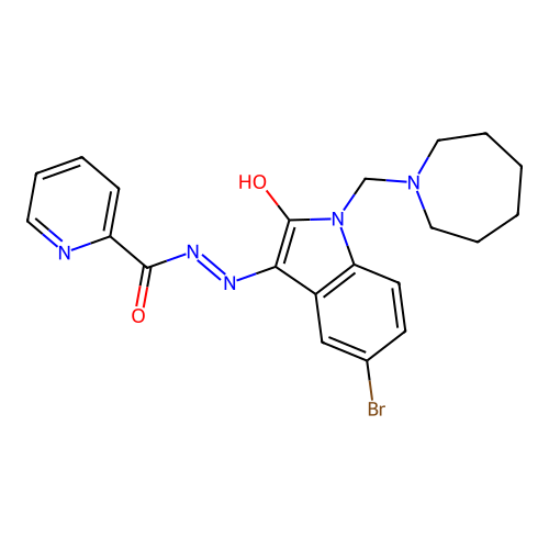 (Z)-N'-(1-(azepan-1-ylmethyl)-5-bromo-2-oxoindolin-3-ylidene)picolinohydrazide structure
