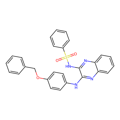 N-(3-((4-(benzyloxy)phenyl)amino)quinoxalin-2-yl)benzenesulfonamide structure