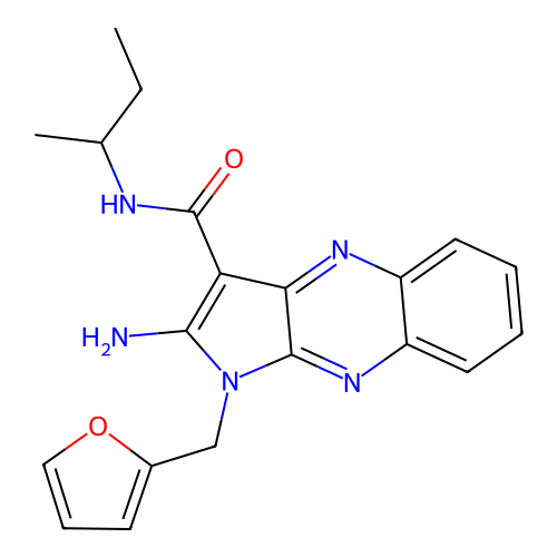 2-amino-N-(butan-2-yl)-1-(furan-2-ylmethyl)-1H-pyrrolo[2,3-b]quinoxaline-3-carboxamide structure