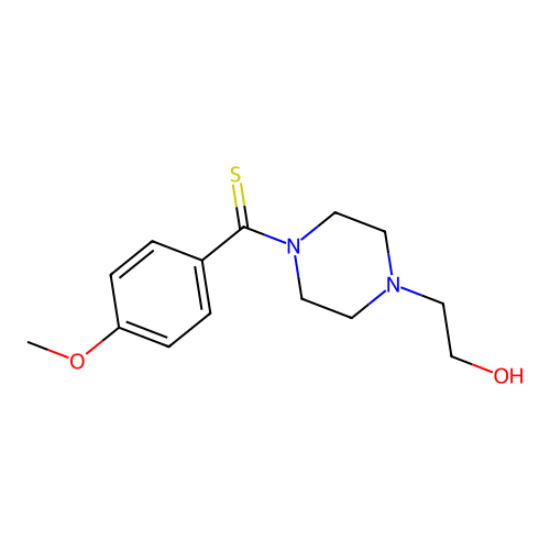 (4-(2-Hydroxyethyl)piperazin-1-yl)(4-methoxyphenyl)methanethione structure