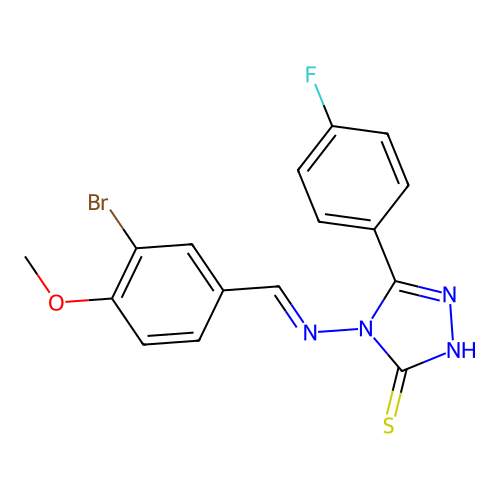 (E)-4-((3-bromo-4-methoxybenzylidene)amino)-5-(4-fluorophenyl)-4H-1,2,4-triazole-3-thiol structure