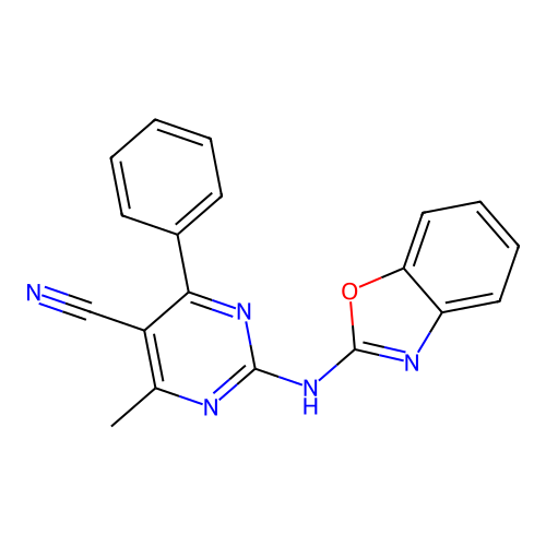 2-(1,3-Benzoxazol-2-ylamino)-4-methyl-6-phenylpyrimidine-5-carbonitrile structure