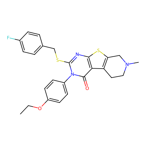 3-(4-ethoxyphenyl)-2-((4-fluorobenzyl)thio)-7-methyl-5,6,7,8-tetrahydropyrido[4',3':4,5]thieno[2,3-d]pyrimidin-4(3H)-one structure