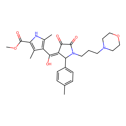 methyl 4-(4-hydroxy-1-(3-morpholinopropyl)-5-oxo-2-(p-tolyl)-2,5-dihydro-1H-pyrrole-3-carbonyl)-3,5-dimethyl-1H-pyrrole-2-carboxylate structure
