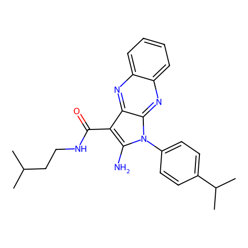 2-amino-N-(3-methylbutyl)-1-(4-propan-2-ylphenyl)pyrrolo[3,2-b]quinoxaline-3-carboxamide structure