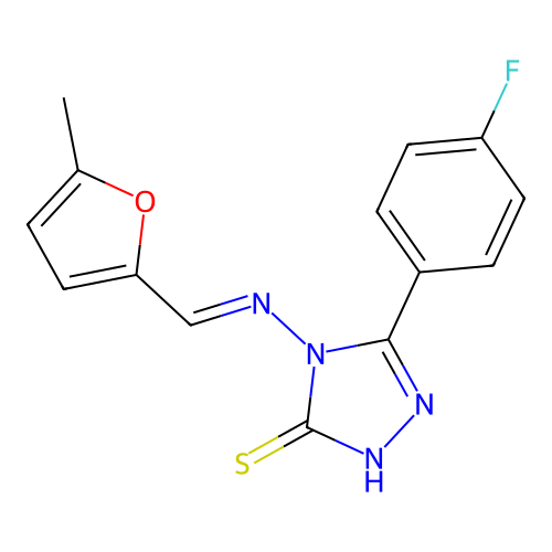 5-(4-F-PH)-4-(((5-Methyl-2-furyl)methylene)amino)-4H-1,2,4-triazole-3-thiol structure