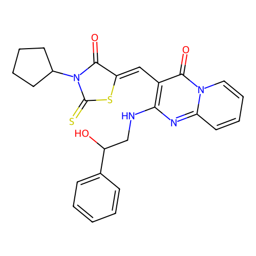 (Z)-3-cyclopentyl-5-((2-((2-hydroxy-2-phenylethyl)amino)-4-oxo-4H-pyrido[1,2-a]pyrimidin-3-yl)methylene)-2-thioxothiazolidin-4-one structure
