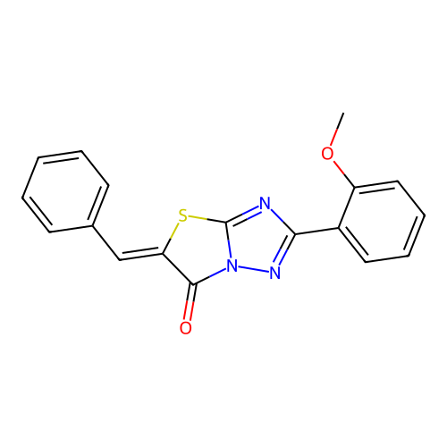 (Z)-5-benzylidene-2-(2-methoxyphenyl)thiazolo[3,2-b][1,2,4]triazol-6(5H)-one structure