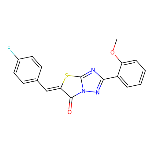 (Z)-5-(4-fluorobenzylidene)-2-(2-methoxyphenyl)thiazolo[3,2-b][1,2,4]triazol-6(5H)-one structure