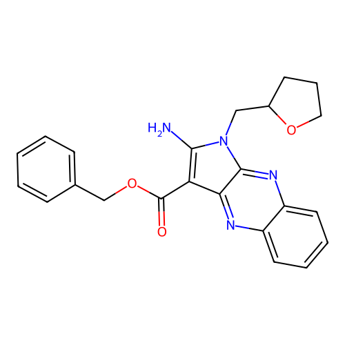 benzyl 2-amino-1-((tetrahydrofuran-2-yl)methyl)-1H-pyrrolo[2,3-b]quinoxaline-3-carboxylate structure