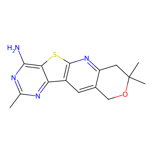 2,8,8-trimethyl-7,10-dihydro-8H-pyrano[3'',4'':5',6']pyrido[3',2':4,5]thieno[3,2-d]pyrimidin-4-amine structure