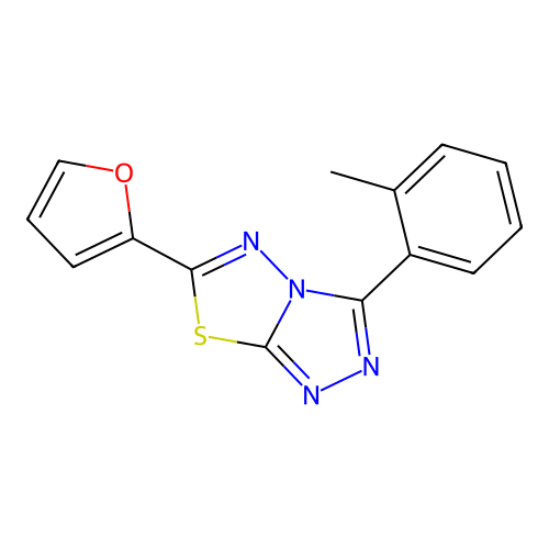 6-(Furan-2-yl)-3-(2-methylphenyl)[1,2,4]triazolo[3,4-b][1,3,4]thiadiazole structure