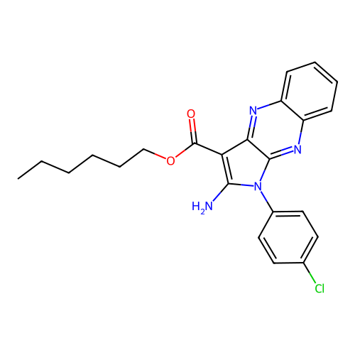 hexyl 2-amino-1-(4-chlorophenyl)-1H-pyrrolo[2,3-b]quinoxaline-3-carboxylate structure