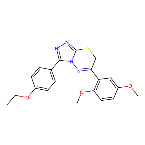 6-(2,5-dimethoxyphenyl)-3-(4-ethoxyphenyl)-7H-[1,2,4]triazolo[3,4-b][1,3,4]thiadiazine structure