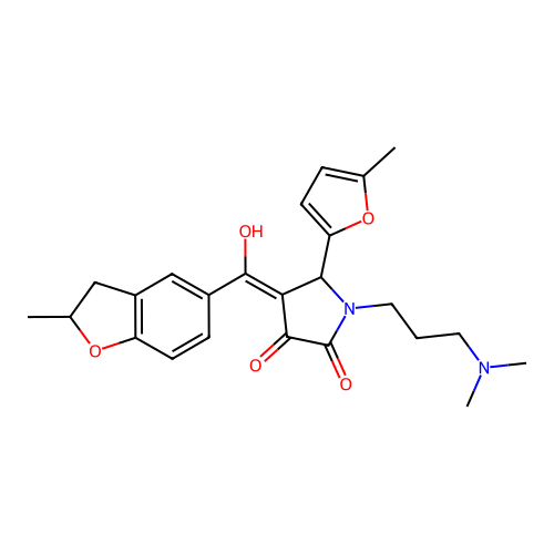 (4E)-1-[3-(dimethylamino)propyl]-4-[hydroxy-(2-methyl-2,3-dihydro-1-benzofuran-5-yl)methylidene]-5-(5-methylfuran-2-yl)pyrrolidine-2,3-dione structure