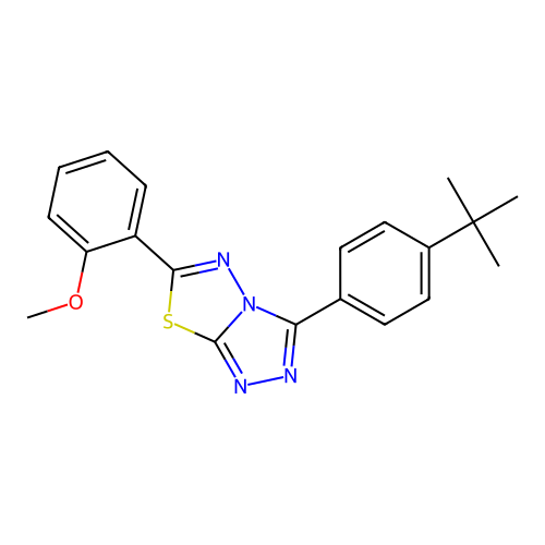 3-(4-tert-butylphenyl)-6-(2-methoxyphenyl)-[1,2,4]triazolo[3,4-b][1,3,4]thiadiazole structure