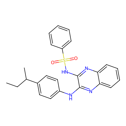 N-(3-{[4-(butan-2-yl)phenyl]amino}quinoxalin-2-yl)benzenesulfonamide structure