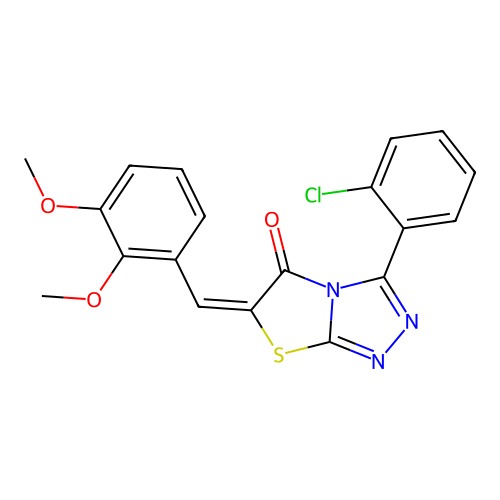 (E)-3-(2-chlorophenyl)-6-(2,3-dimethoxybenzylidene)thiazolo[2,3-c][1,2,4]triazol-5(6H)-one structure