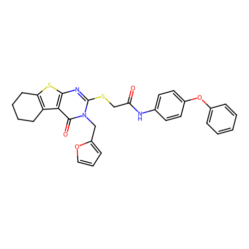 2-((3-(furan-2-ylmethyl)-4-oxo-3,4,5,6,7,8-hexahydrobenzo[4,5]thieno[2,3-d]pyrimidin-2-yl)thio)-N-(4-phenoxyphenyl)acetamide structure