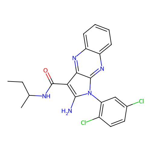 2-amino-N-(butan-2-yl)-1-(2,5-dichlorophenyl)-1H-pyrrolo[2,3-b]quinoxaline-3-carboxamide structure