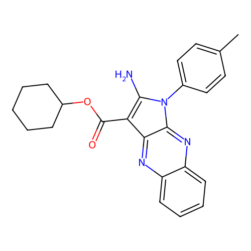 cyclohexyl 2-amino-1-(4-methylphenyl)-1H-pyrrolo[2,3-b]quinoxaline-3-carboxylate structure