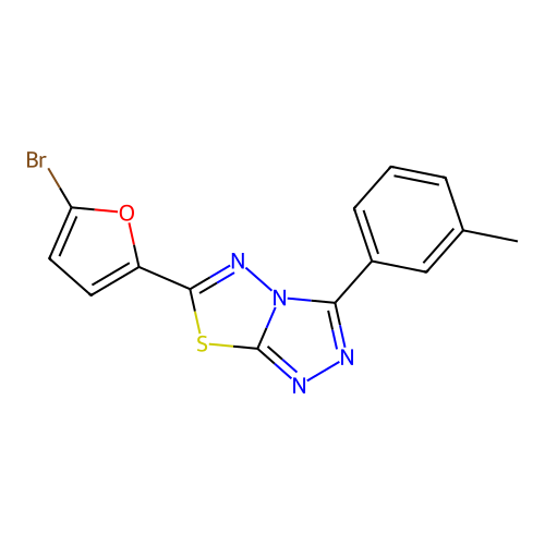 6-(5-Bromofuran-2-yl)-3-(3-methylphenyl)[1,2,4]triazolo[3,4-b][1,3,4]thiadiazole structure
