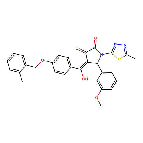 (4E)-4-(hydroxy{4-[(2-methylbenzyl)oxy]phenyl}methylidene)-5-(3-methoxyphenyl)-1-(5-methyl-1,3,4-thiadiazol-2-yl)pyrrolidine-2,3-dione structure