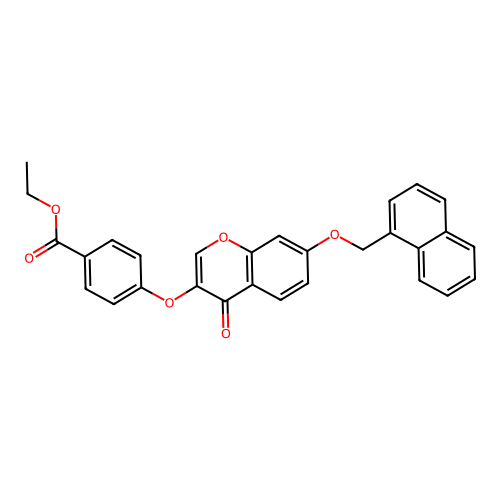 Ethyl 4-[7-(naphthylmethoxy)-4-oxochromen-3-yloxy]benzoate structure