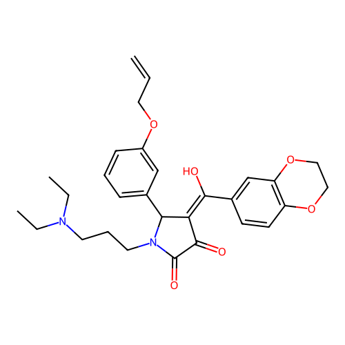 (4E)-1-[3-(diethylamino)propyl]-4-[2,3-dihydro-1,4-benzodioxin-6-yl(hydroxy)methylidene]-5-(3-prop-2-enoxyphenyl)pyrrolidine-2,3-dione structure