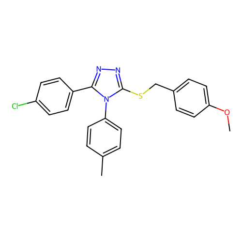 3-(4-chlorophenyl)-5-[(4-methoxyphenyl)methylsulfanyl]-4-(4-methylphenyl)-1,2,4-triazole structure