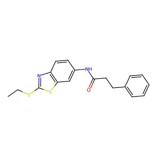 N-[2-(ethylsulfanyl)-1,3-benzothiazol-6-yl]-3-phenylpropanamide structure