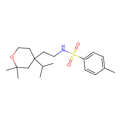 N-(2-(4-isopropyl-2,2-dimethyltetrahydro-2H-pyran-4-yl)ethyl)-4-methylbenzenesulfonamide structure