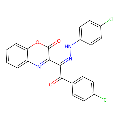 3-[(E)-N-(4-chloroanilino)-C-(4-chlorobenzoyl)carbonimidoyl]-1,4-benzoxazin-2-one structure