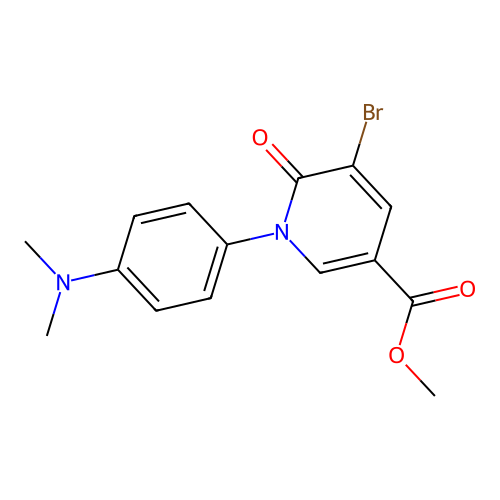 methyl 5-bromo-1-(4-dimethylaminophenyl)-6-oxopyridine-3-carboxylate structure