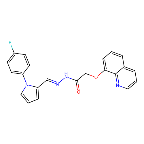N-[(E)-[1-(4-fluorophenyl)pyrrol-2-yl]methylideneamino]-2-quinolin-8-yloxyacetamide structure