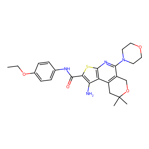1-AMINO-N-(4-ETHOXYPHENYL)-8,8-DIMETHYL-5-(4-MORPHOLINYL)-8,9-DIHYDRO-6H-PYRANO[4,3-D]THIENO[2,3-B]PYRIDINE-2-CARBOXAMIDE structure