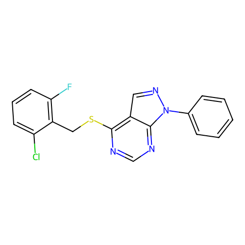 4-[(2-chloro-6-fluorobenzyl)sulfanyl]-1-phenyl-1H-pyrazolo[3,4-d]pyrimidine structure