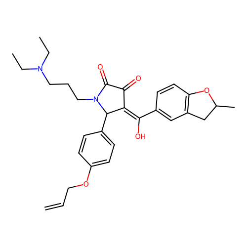 (4E)-1-[3-(diethylamino)propyl]-4-[hydroxy-(2-methyl-2,3-dihydro-1-benzofuran-5-yl)methylidene]-5-(4-prop-2-enoxyphenyl)pyrrolidine-2,3-dione structure
