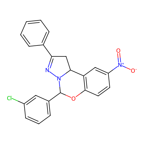 5-(3-Chlorophenyl)-9-nitro-2-phenyl-1,10b-dihydropyrazolo[1,5-c][1,3]benzoxazine structure