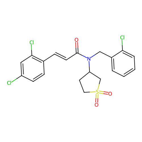 (2E)-N-(2-chlorobenzyl)-3-(2,4-dichlorophenyl)-N-(1,1-dioxidotetrahydrothiophen-3-yl)prop-2-enamide structure