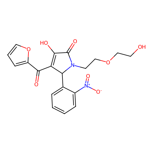 (4E)-4-[furan-2-yl(hydroxy)methylidene]-1-[2-(2-hydroxyethoxy)ethyl]-5-(2-nitrophenyl)pyrrolidine-2,3-dione structure