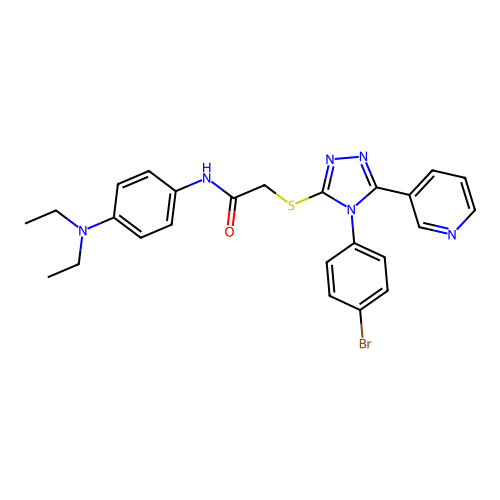 2-{[4-(4-bromophenyl)-5-(pyridin-3-yl)-4H-1,2,4-triazol-3-yl]sulfanyl}-N-[4-(diethylamino)phenyl]acetamide structure
