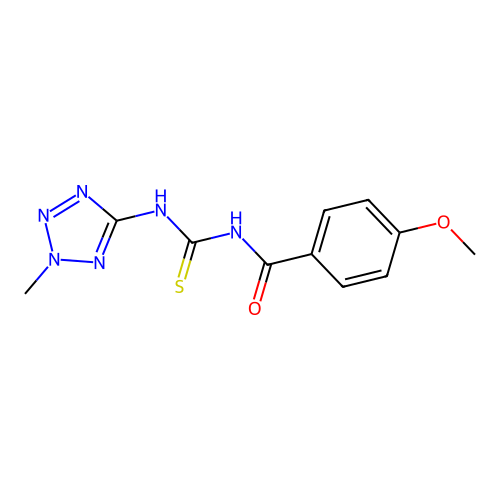 4-methoxy-N-[(2-methyltetrazol-5-yl)carbamothioyl]benzamide structure