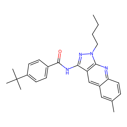 4-tert-butyl-N-(1-butyl-6-methylpyrazolo[3,4-b]quinolin-3-yl)benzamide structure