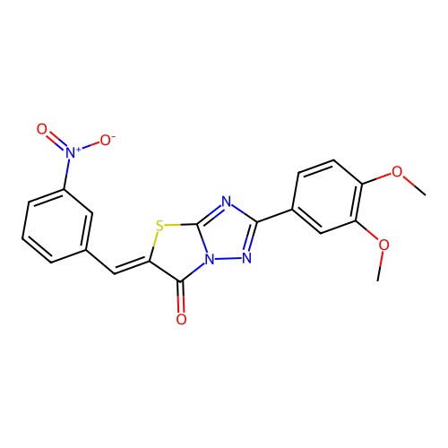 (5Z)-2-(3,4-dimethoxyphenyl)-5-(3-nitrobenzylidene)[1,3]thiazolo[3,2-b][1,2,4]triazol-6(5H)-one structure