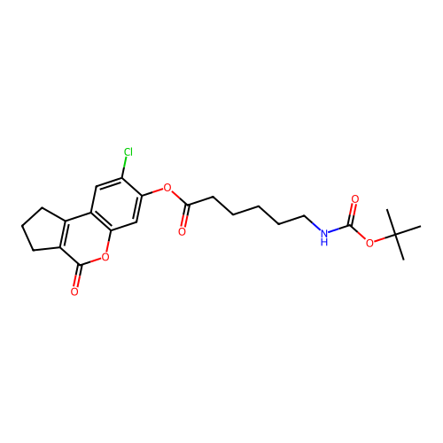 (8-chloro-4-oxo-2,3-dihydro-1H-cyclopenta[c]chromen-7-yl) 6-[(2-methylpropan-2-yl)oxycarbonylamino]hexanoate structure