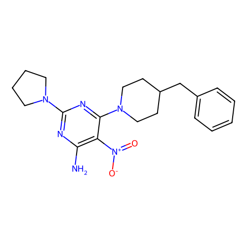 6-(4-Benzylpiperidin-1-yl)-5-nitro-2-(pyrrolidin-1-yl)pyrimidin-4-amine structure