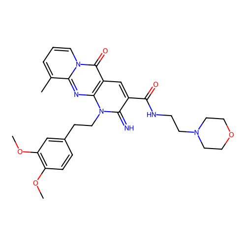 1-(3,4-dimethoxyphenethyl)-2-imino-10-methyl-N-(2-morpholinoethyl)-5-oxo-2,5-dihydro-1H-dipyrido[1,2-a:2',3'-d]pyrimidine-3-carboxamide structure