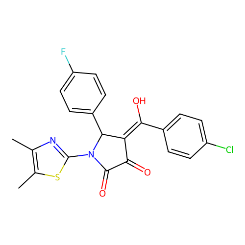 (4E)-4-[(4-chlorophenyl)(hydroxy)methylidene]-1-(4,5-dimethyl-1,3-thiazol-2-yl)-5-(4-fluorophenyl)pyrrolidine-2,3-dione structure